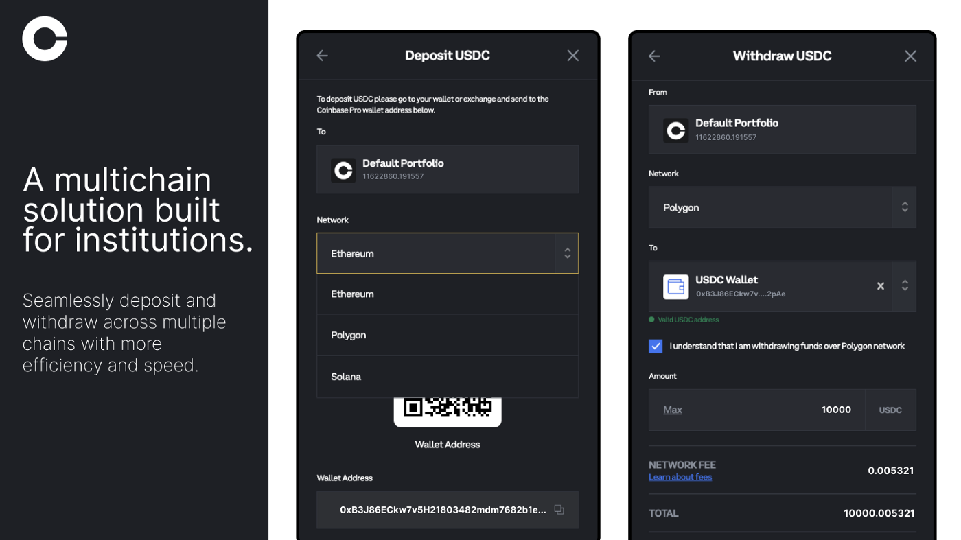 Send and receive crypto on multiple networks, starting with Polygon and Solana - A multichain solution built for institutions