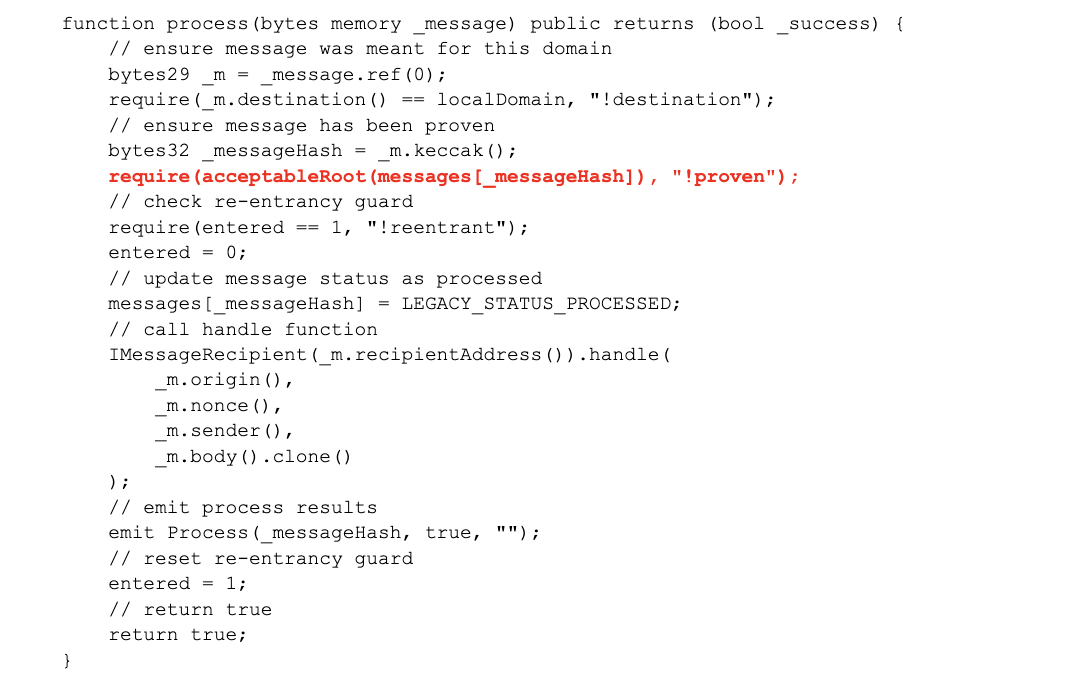 Update of process() function