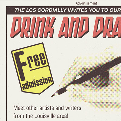 drink and draw retro ad
