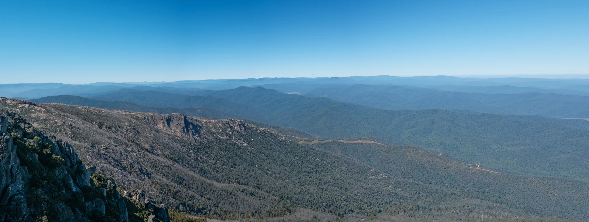 Panoramic view from atop The Horn, Mount Buffalo, Victoria.