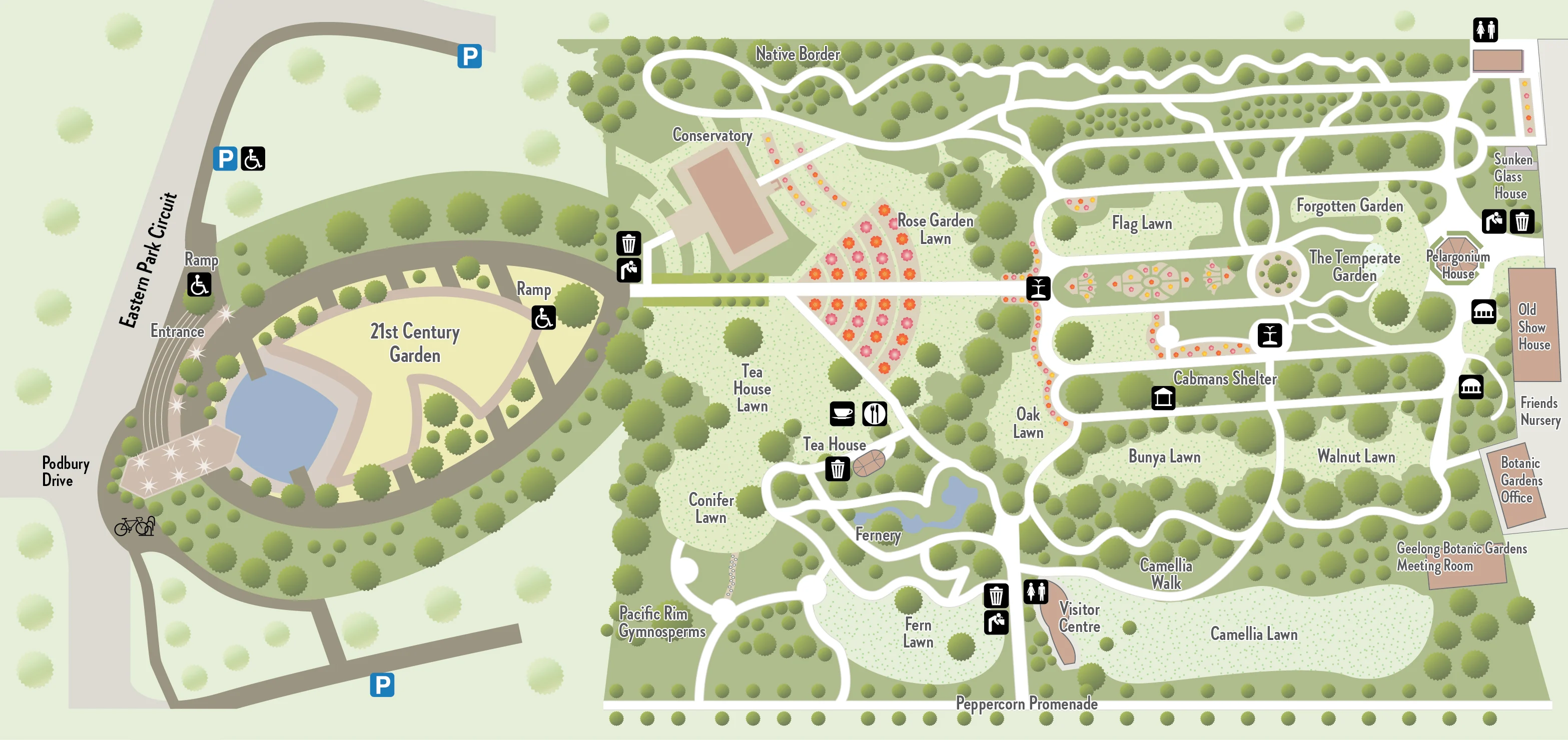 Map of the Geelong Botanical Gardens.