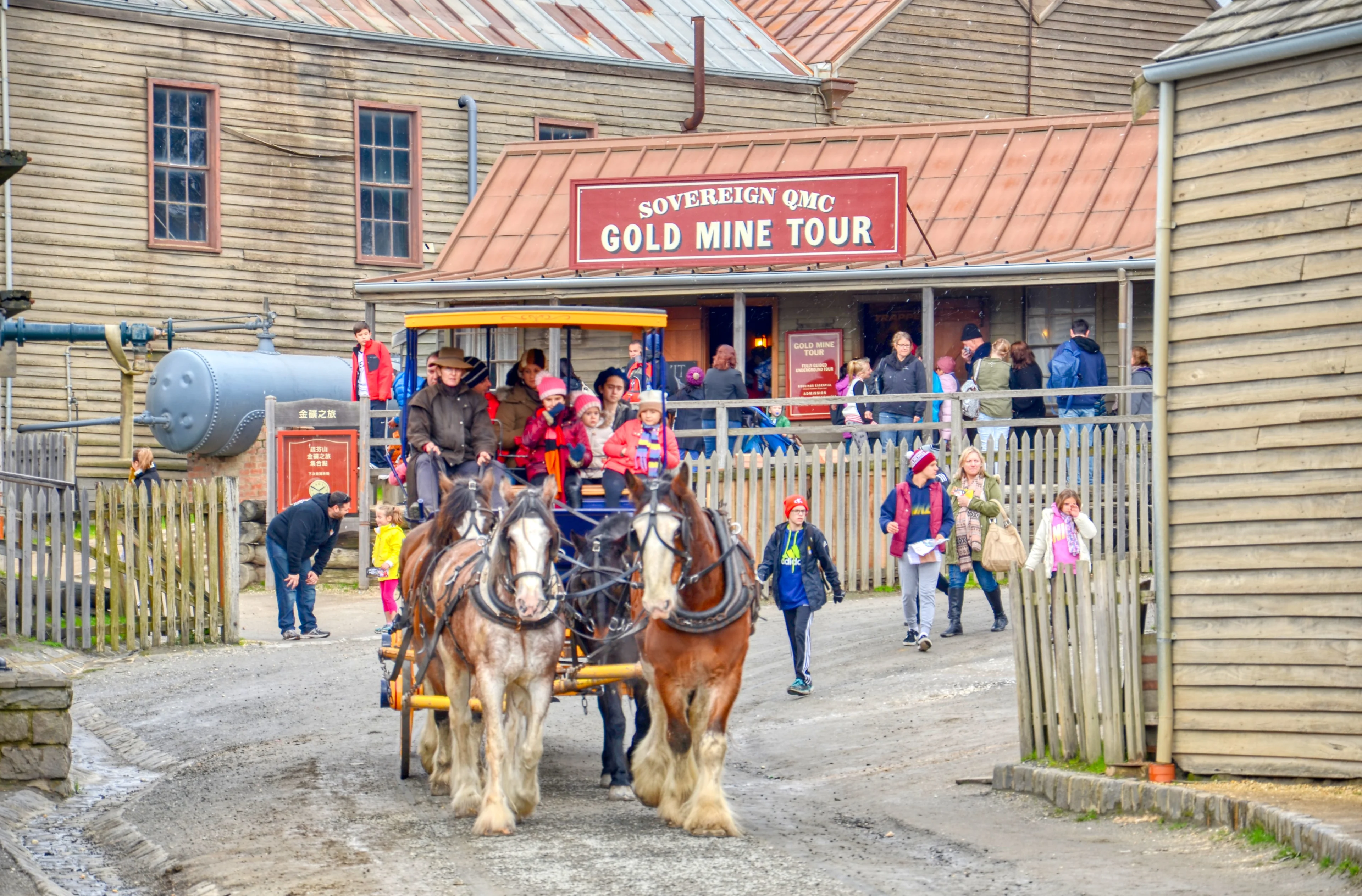 Best Things to Do with Kids in Ballarat 2022 - Families on horse coach ride at Sovereign Hill, Ballarat