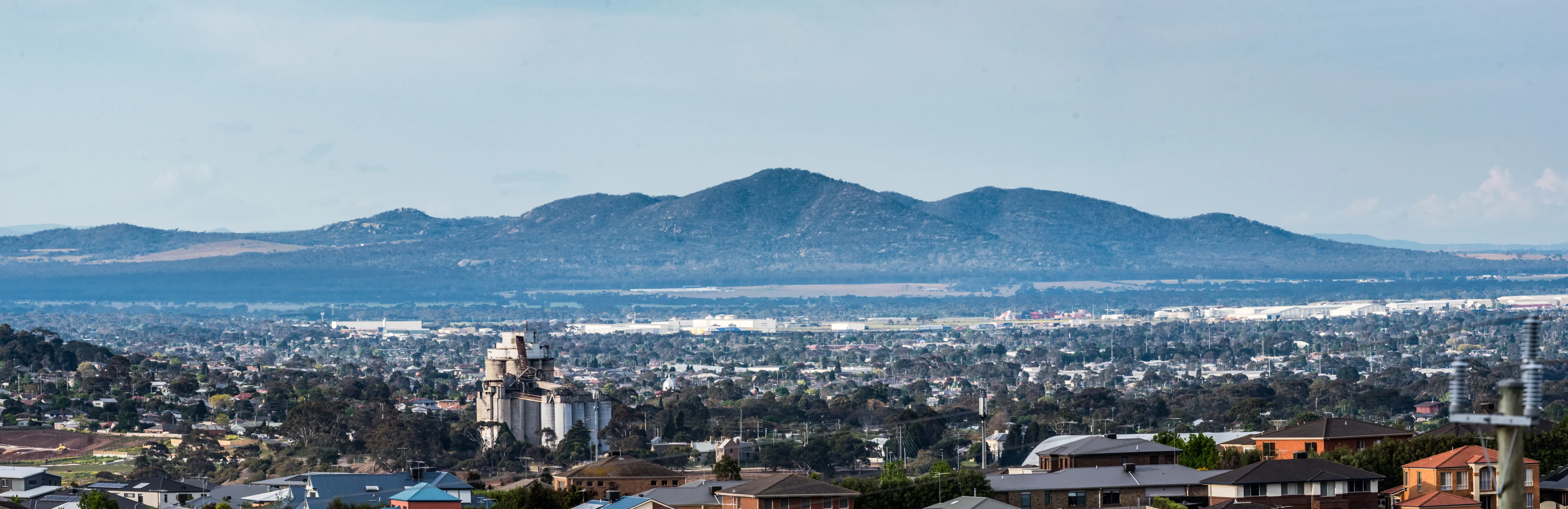 Panorama of the You Yangs from Wandana Heights, Geelong, Victoria.