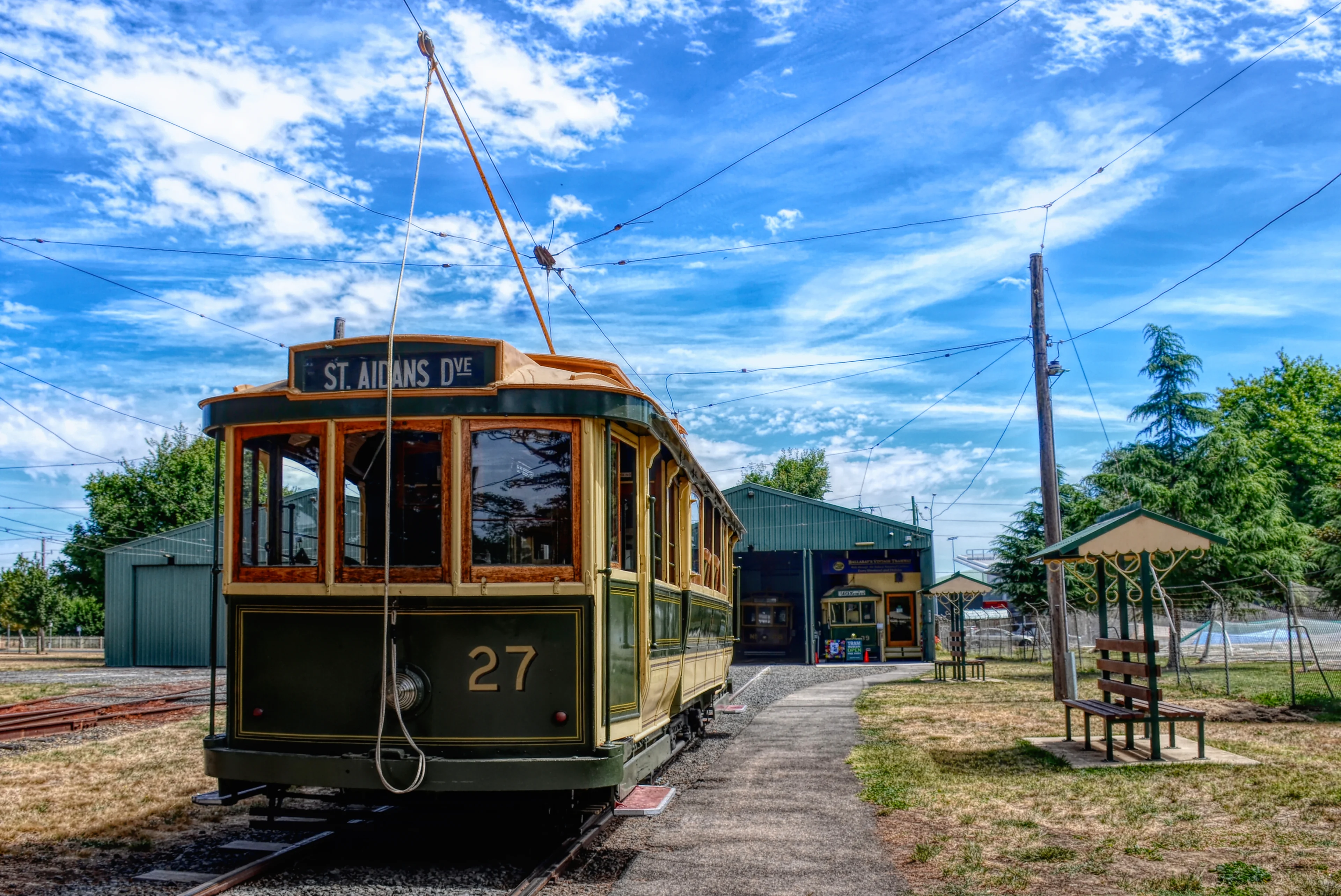 Historic tram at Lake Wendouree near the Ballarat Tram Museum