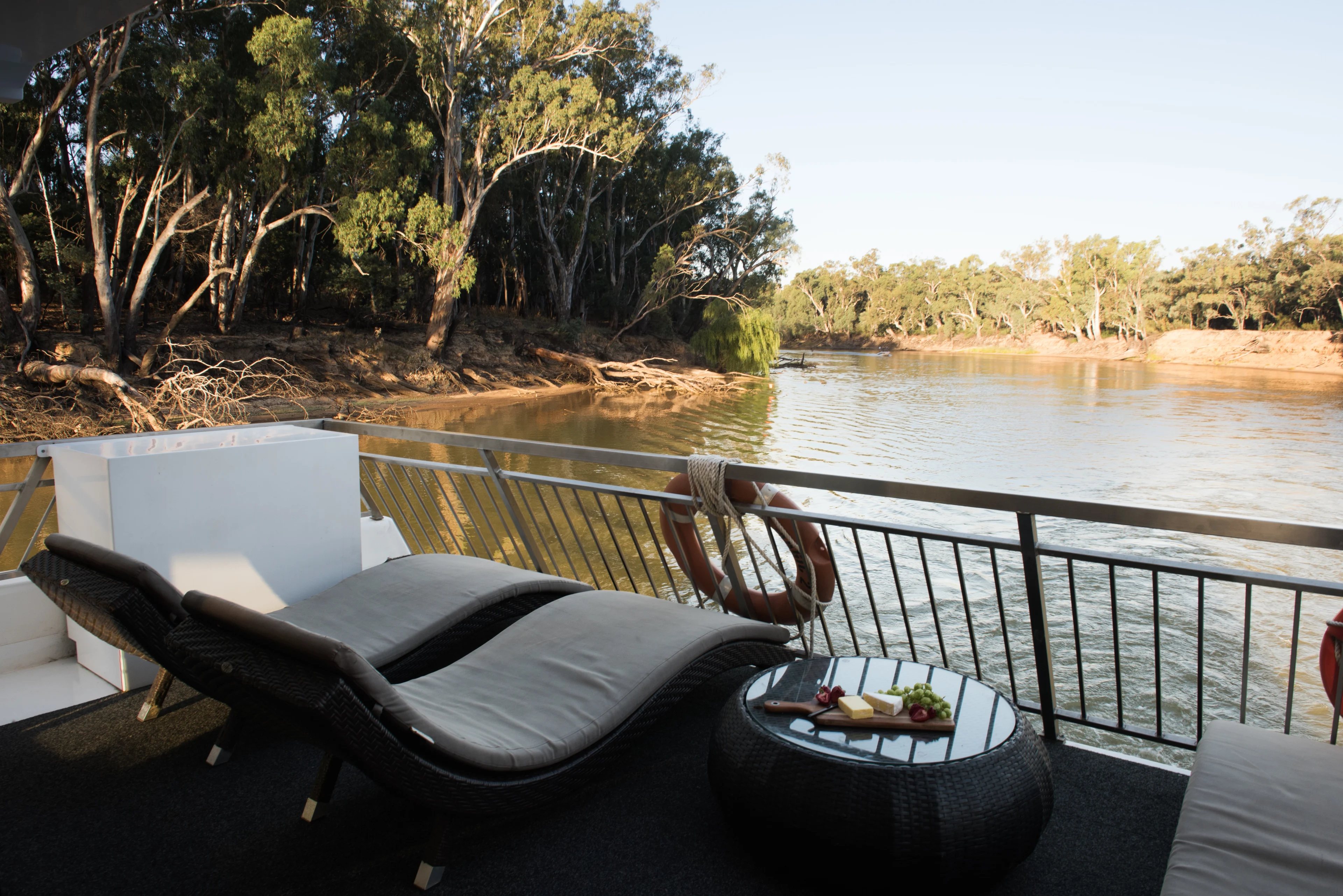 View from houseboat onto the Murray River near Echuca-Moama