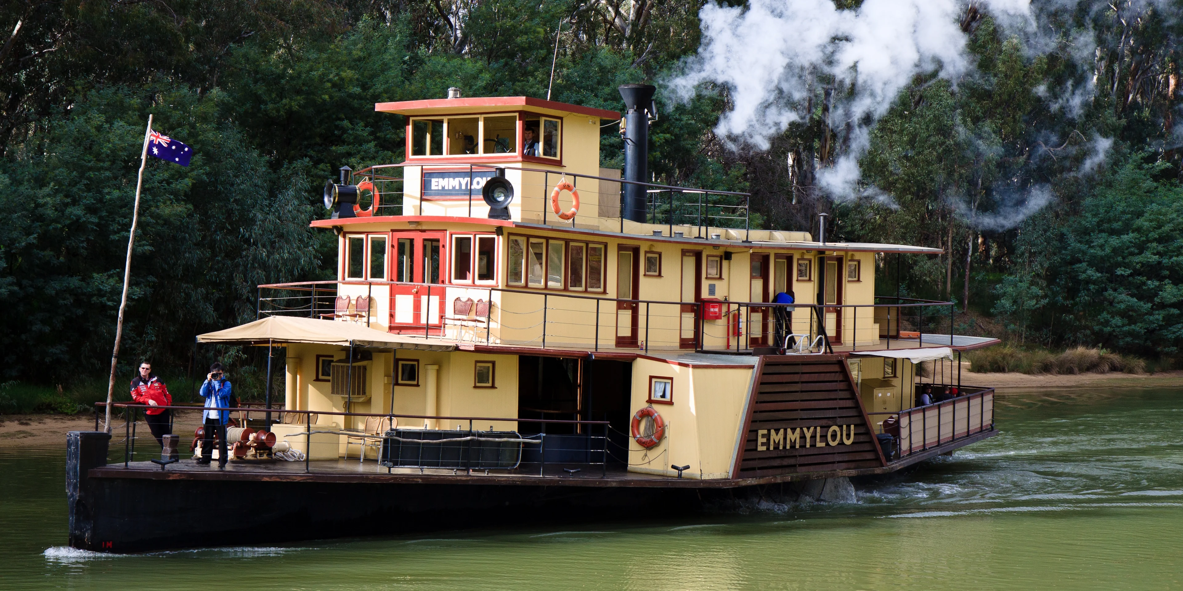 Family on Paddlesteamer Boat at Echuca Moama on the Murray River. 