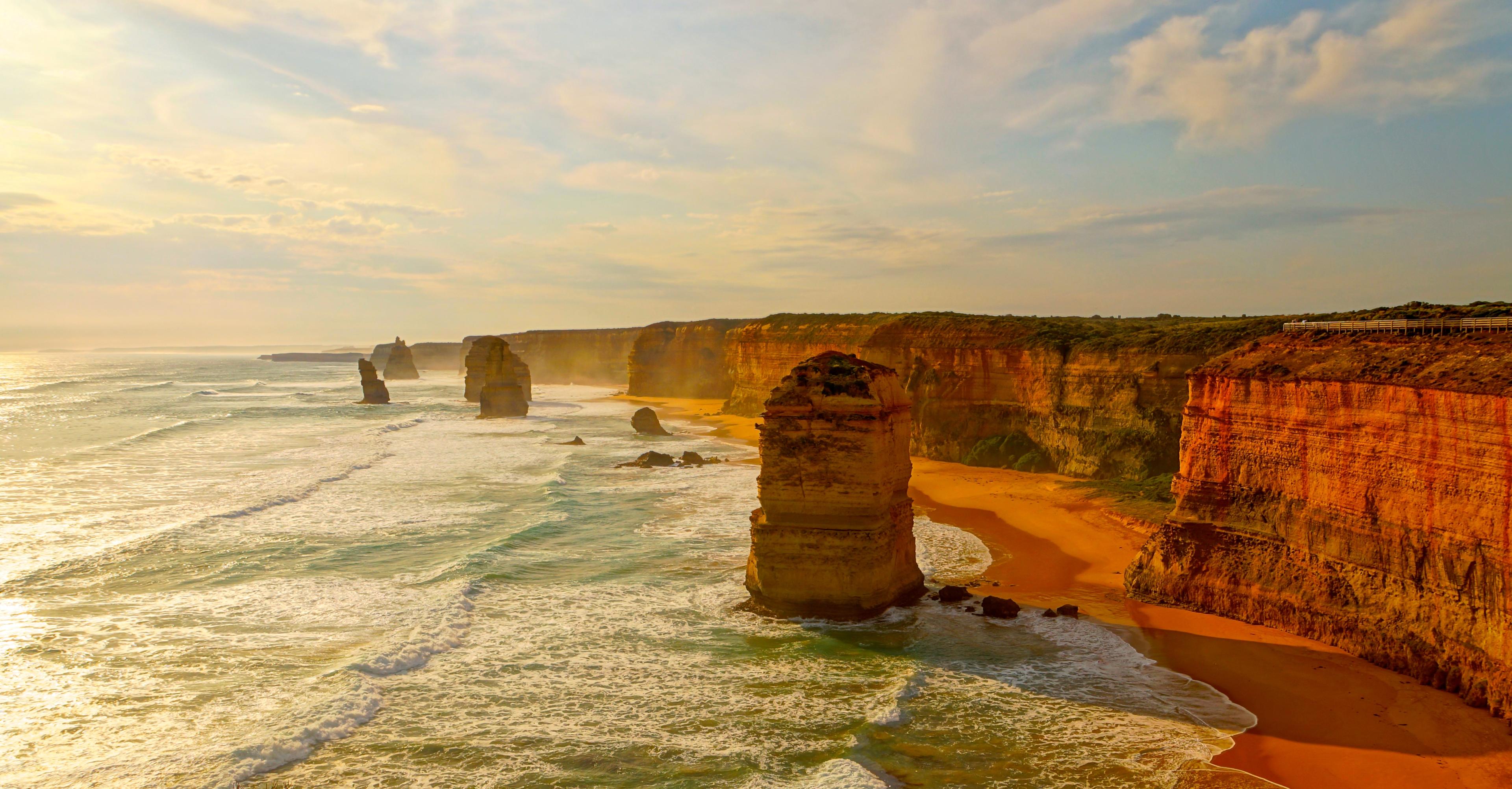 Sunset on Twelve Apostles at Port Campbell, Great Ocean Road. 