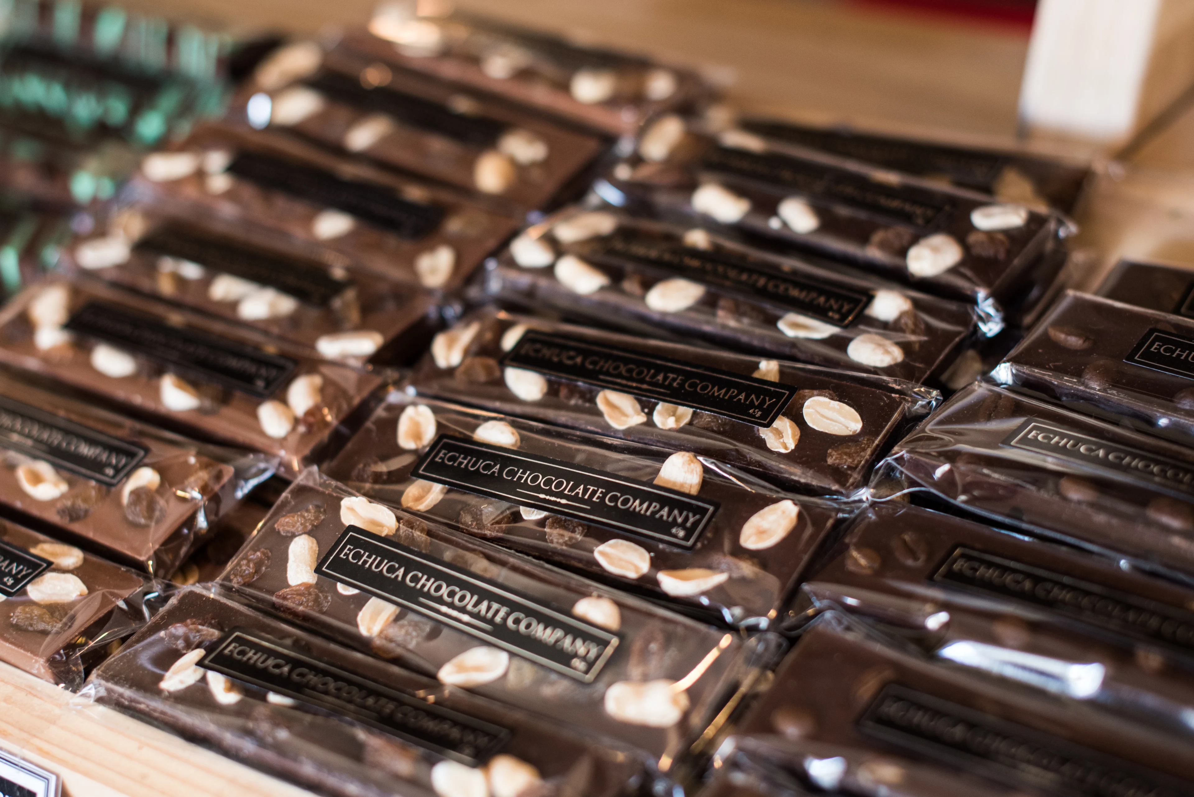 Handmade chocolate bars at the Echuca Chocolate Company