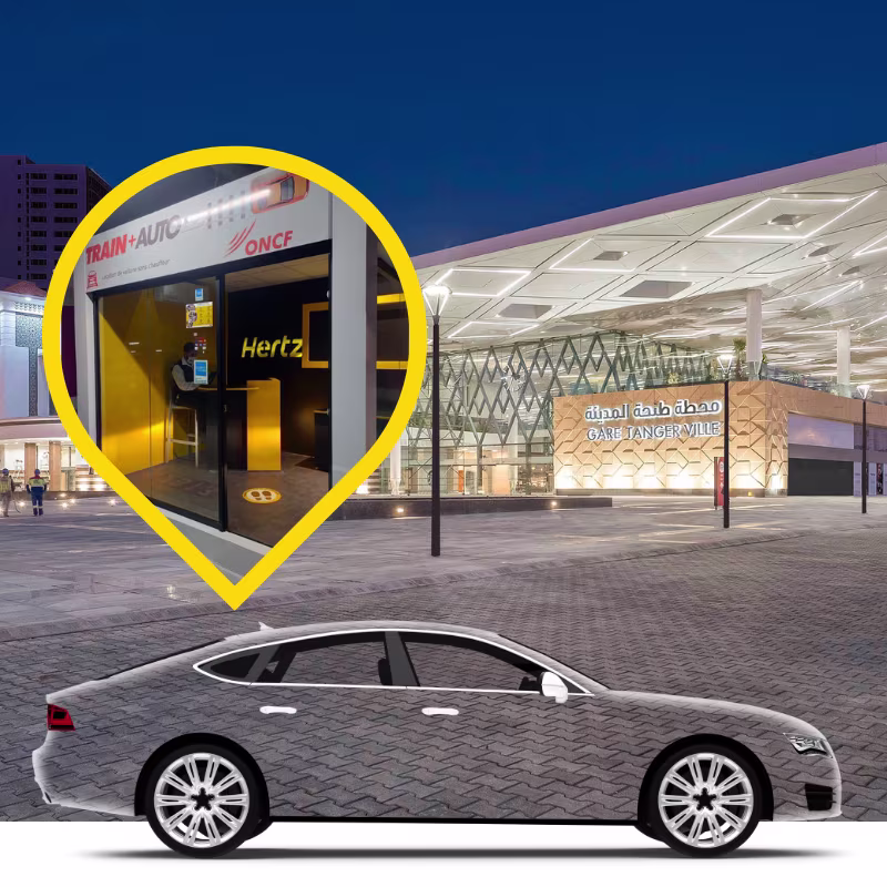 Hertz agence location voiture en gare de train oncf Tanger