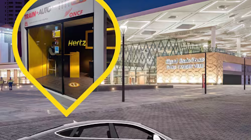 Hertz agence location voiture en gare de train oncf Tanger