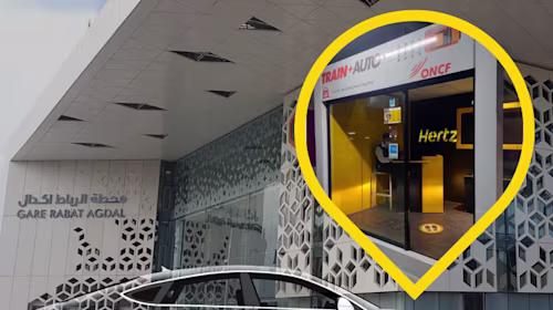 Hertz agence location voiture en gare de train oncf Rabat