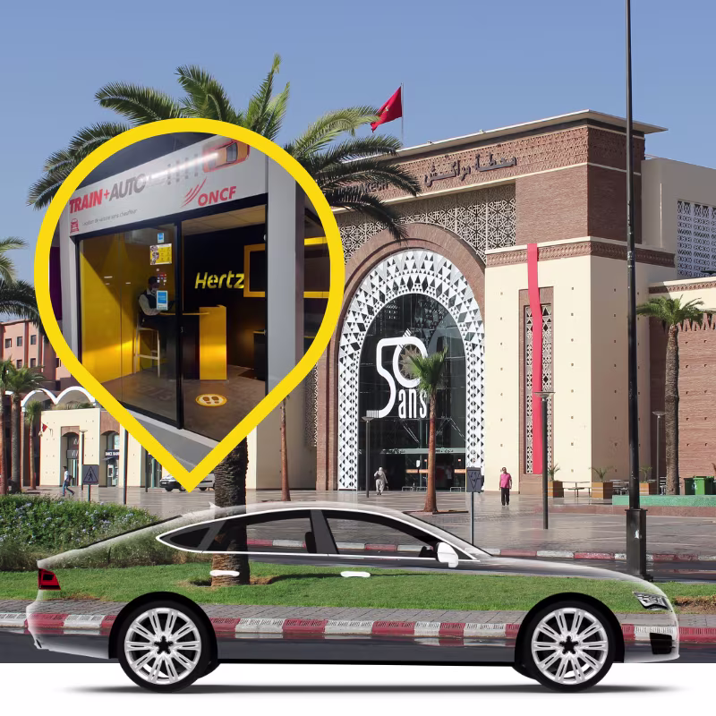 Hertz agence location voiture en gare de train oncf Marrakech