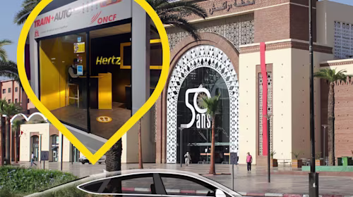 Hertz agence location voiture en gare de train oncf Marrakech