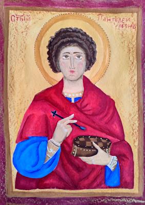 Икона на Св, Пантелеймон, Ива Рускова, 12 г.