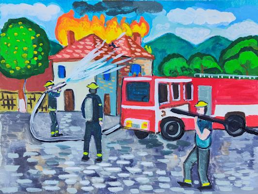 "Пожарникари гасят пожар", Арда Рамадан , 7 г.