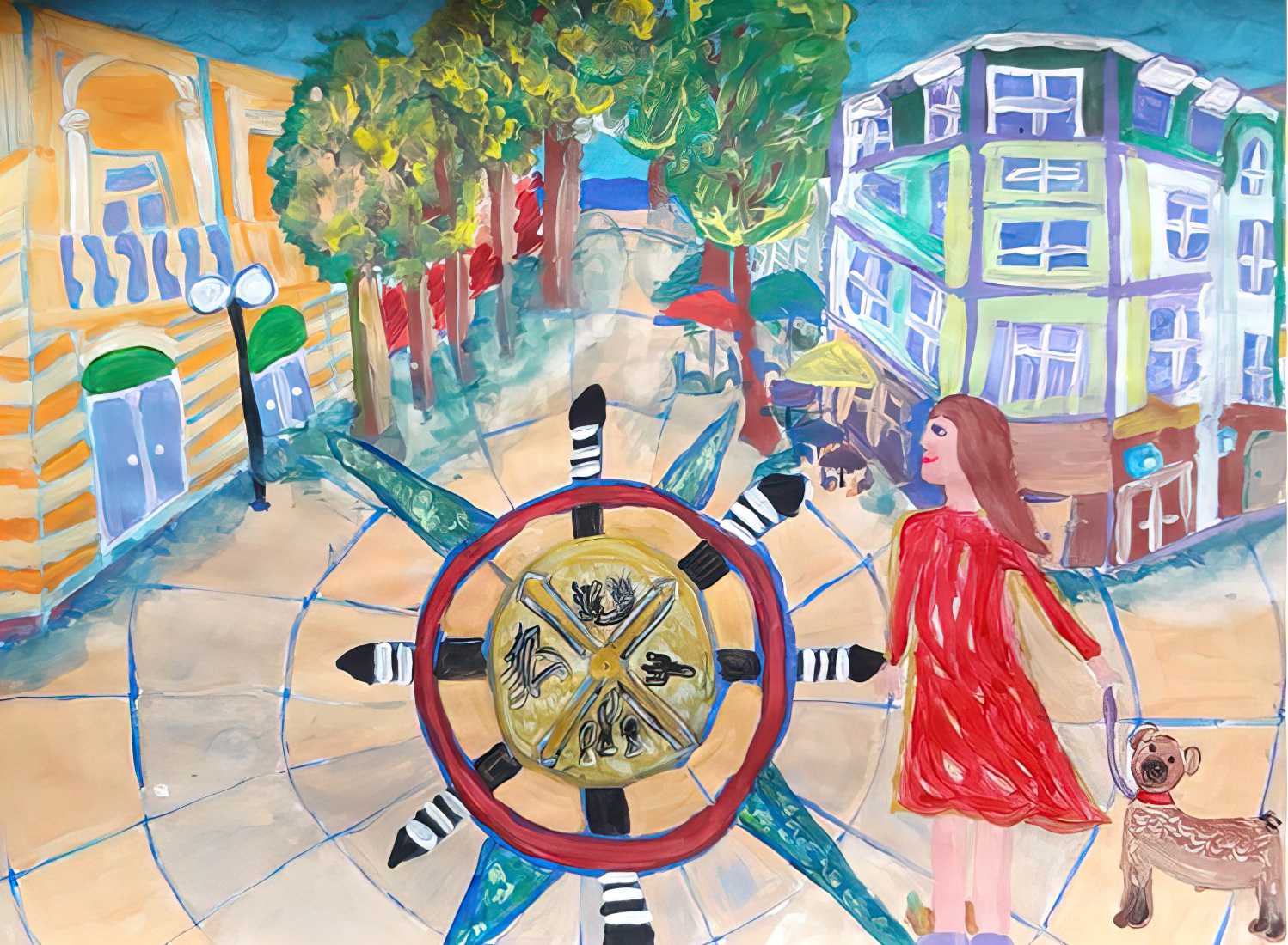 "Бургас". Рисунка: Никол Петрова, 12 г., Рисувалня "Елфина"