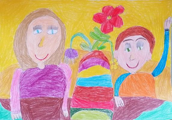 "Цветя на масата". Алекса Димова, 5 г.