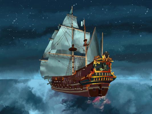 Дигитална рисунка „ Кораб в морето “