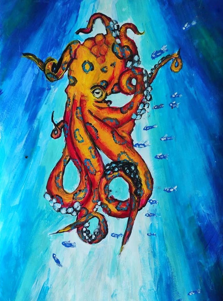 "Октопод". Стела Пеева, 11 г., Рисувалня "Елфина", гр. Бургас