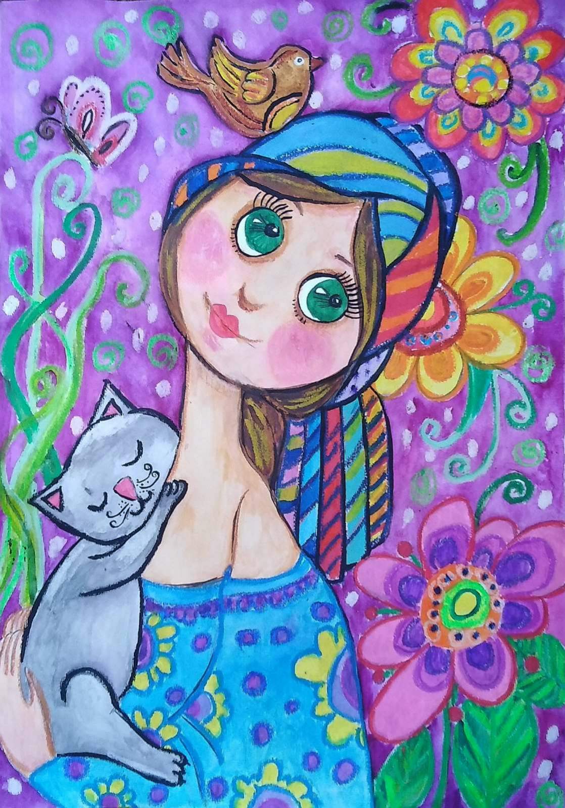 "Момиче с коте"