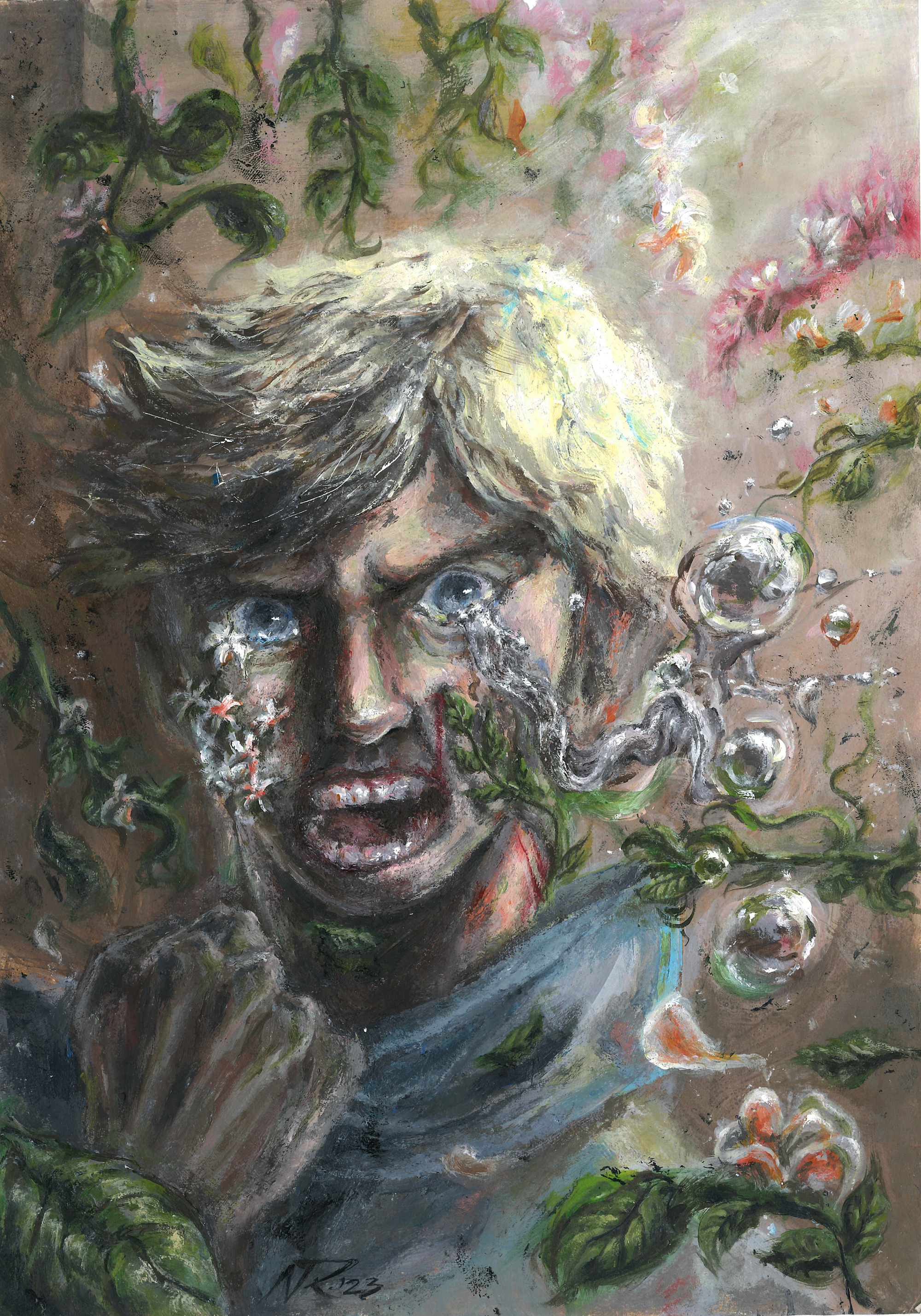 Prkos (2023), gvaš, akrilik, ulje