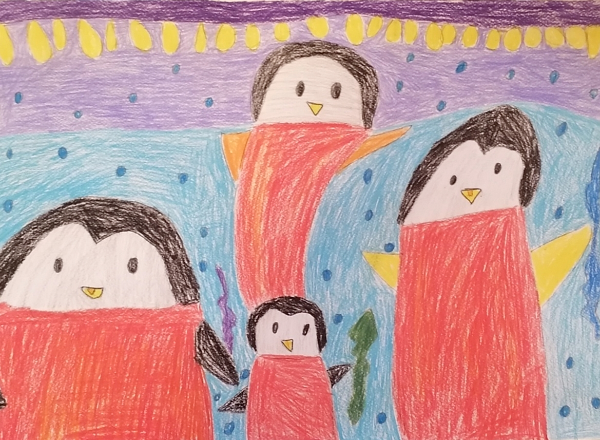 "Семейство пингвини". Алекса Димова, 5 г.