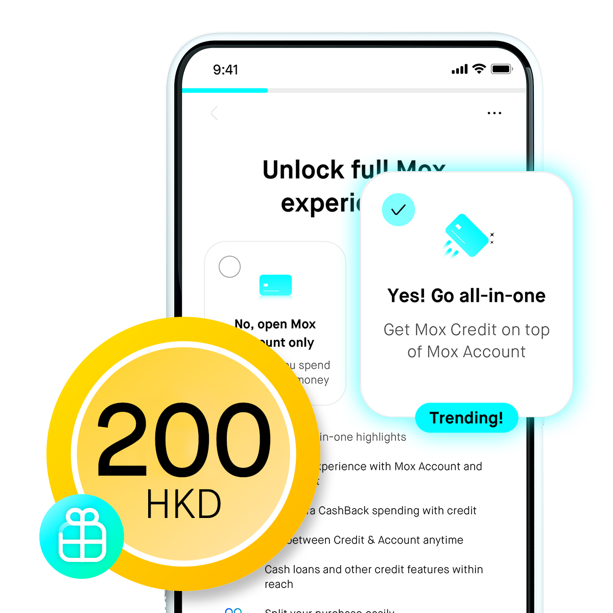 Reward 1: Open a Mox Account to earn HKD200