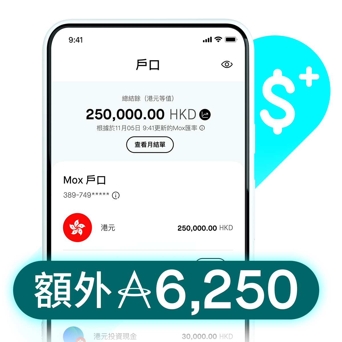 存款再賺6,250里！⁵