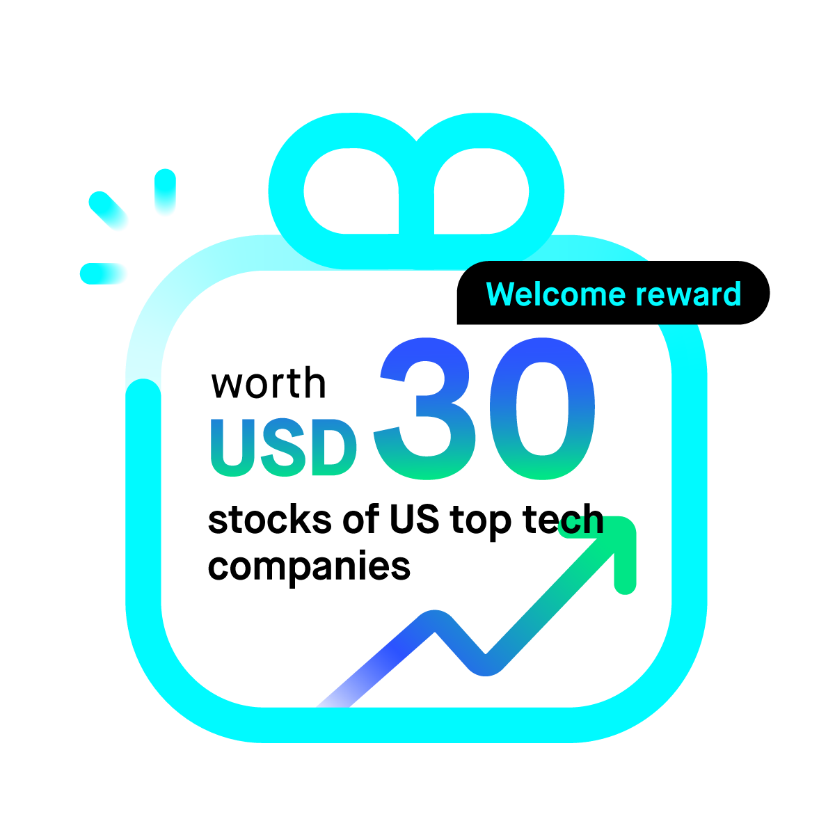 Welcome reward 1 – Get stocks of US top tech companies, worth USD30