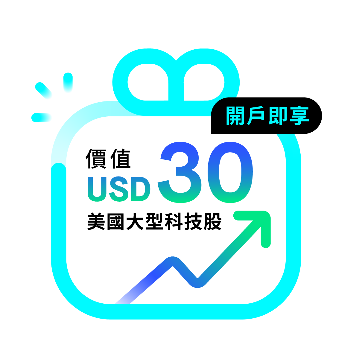 第1重獎賞：開戶即享科技巨企股份，價值USD30