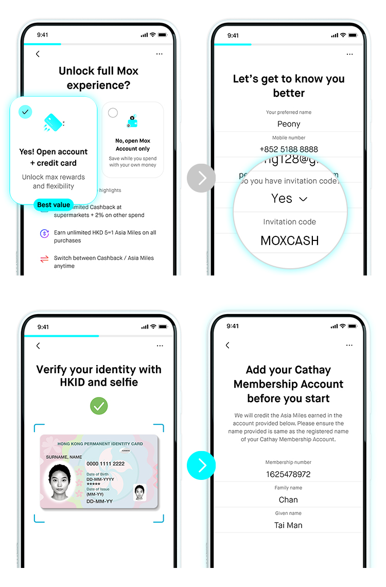 Open account steps - MOXCASH
