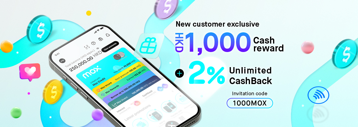 Spend anywhere, lead the way🐎🧧 Use code “1000MOX” to open an account and earn HKD1,000 cash reward plus 0-requirement access to 2% Unlimited CashBack
