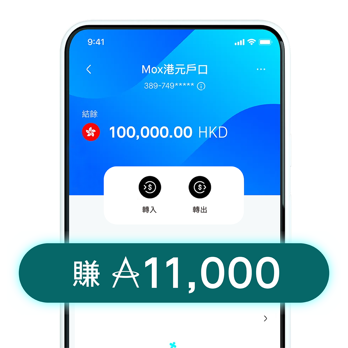 第3重獎賞: 存款密密賺，存入資金賺11,000里數