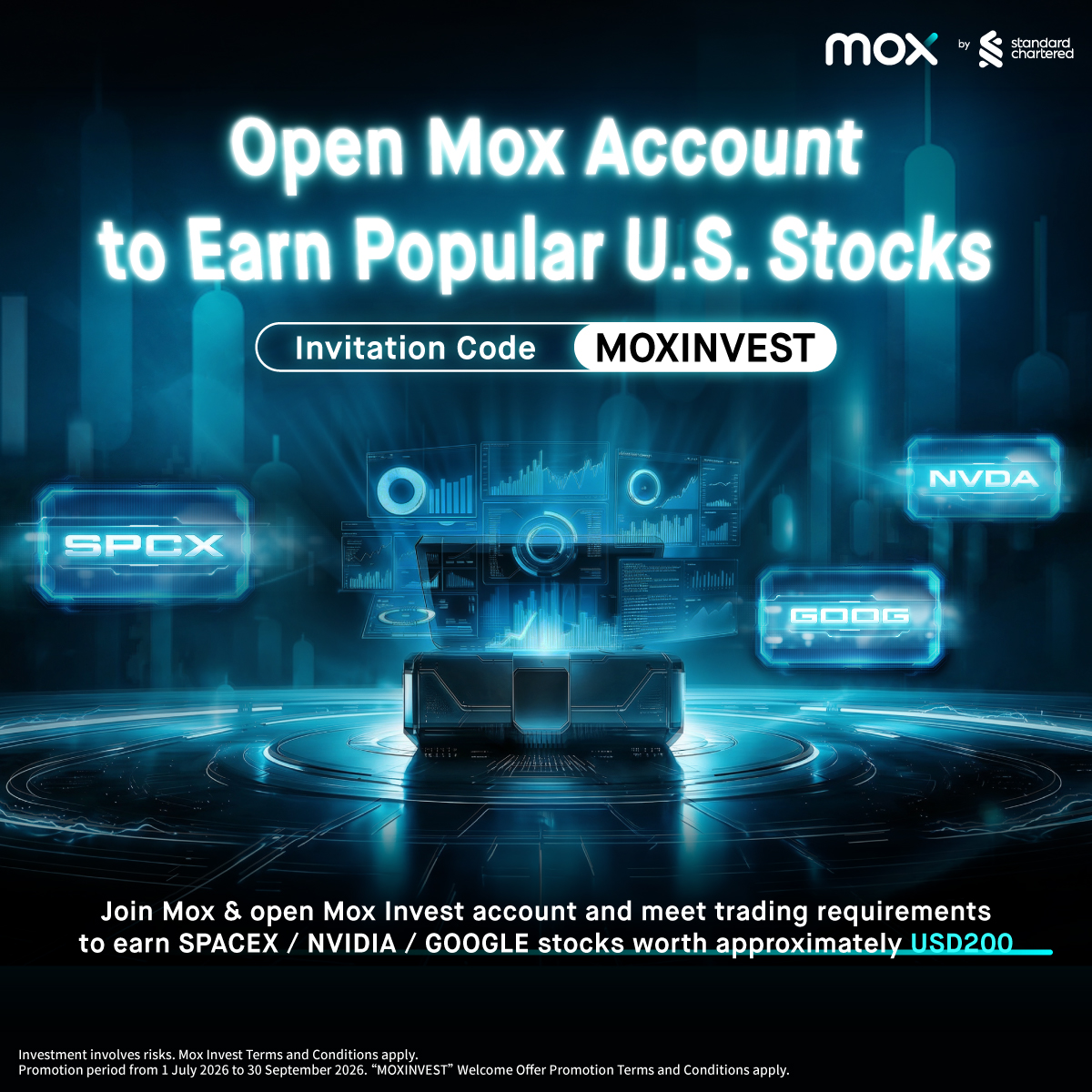 Get approximately USD200 in fractional U.S. stocks (SpaceX/NVIDIA/Google)¹