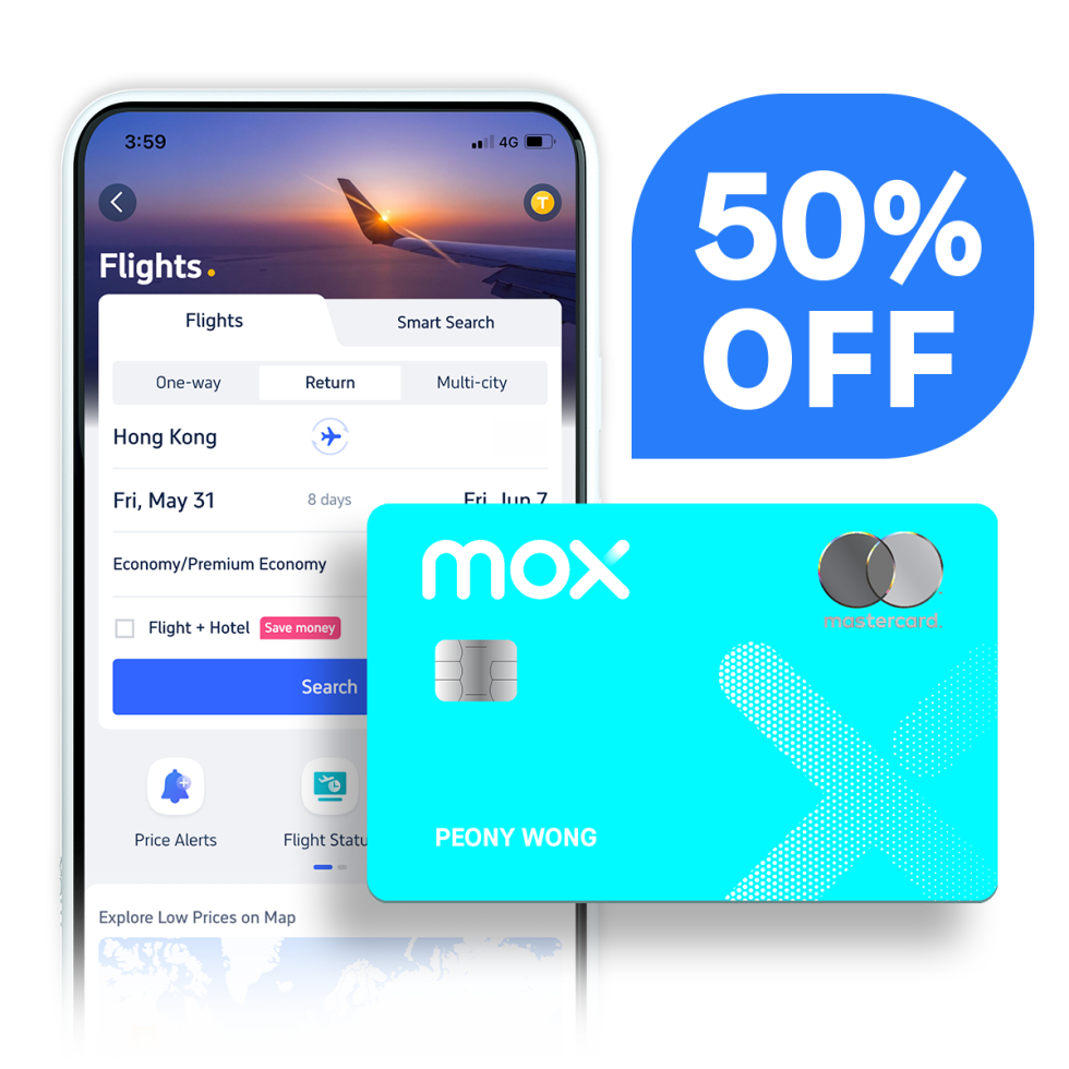 Open a Mox Account and get 50% off on your flight ticket!