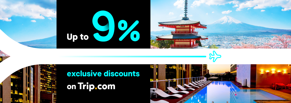 Up to 9% exclusive hotel and flight discounts on Trip.com -- Embark on your dream vacation now! 