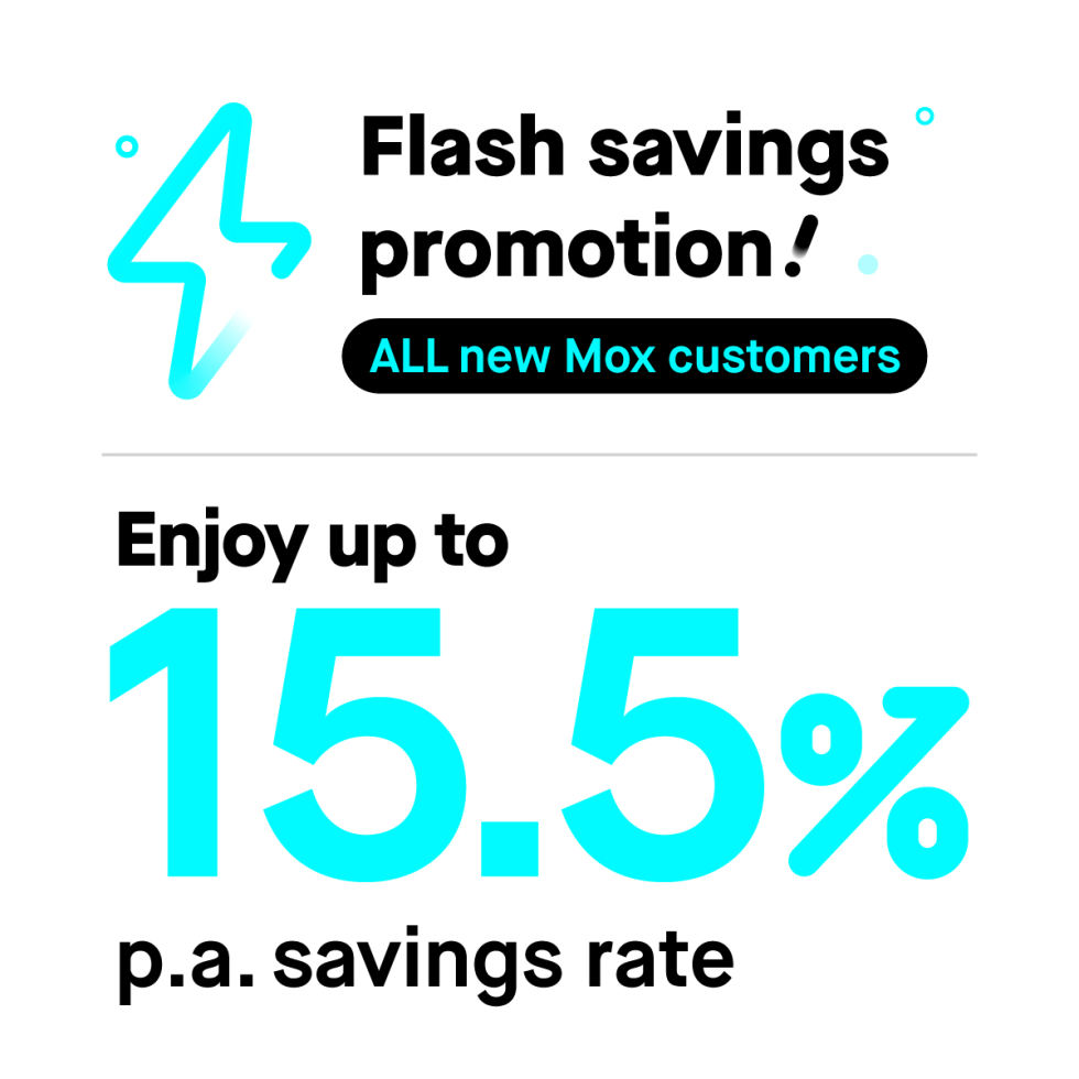 Up to 15.5% p.a. interest⁶ with Mox today for all new customers!