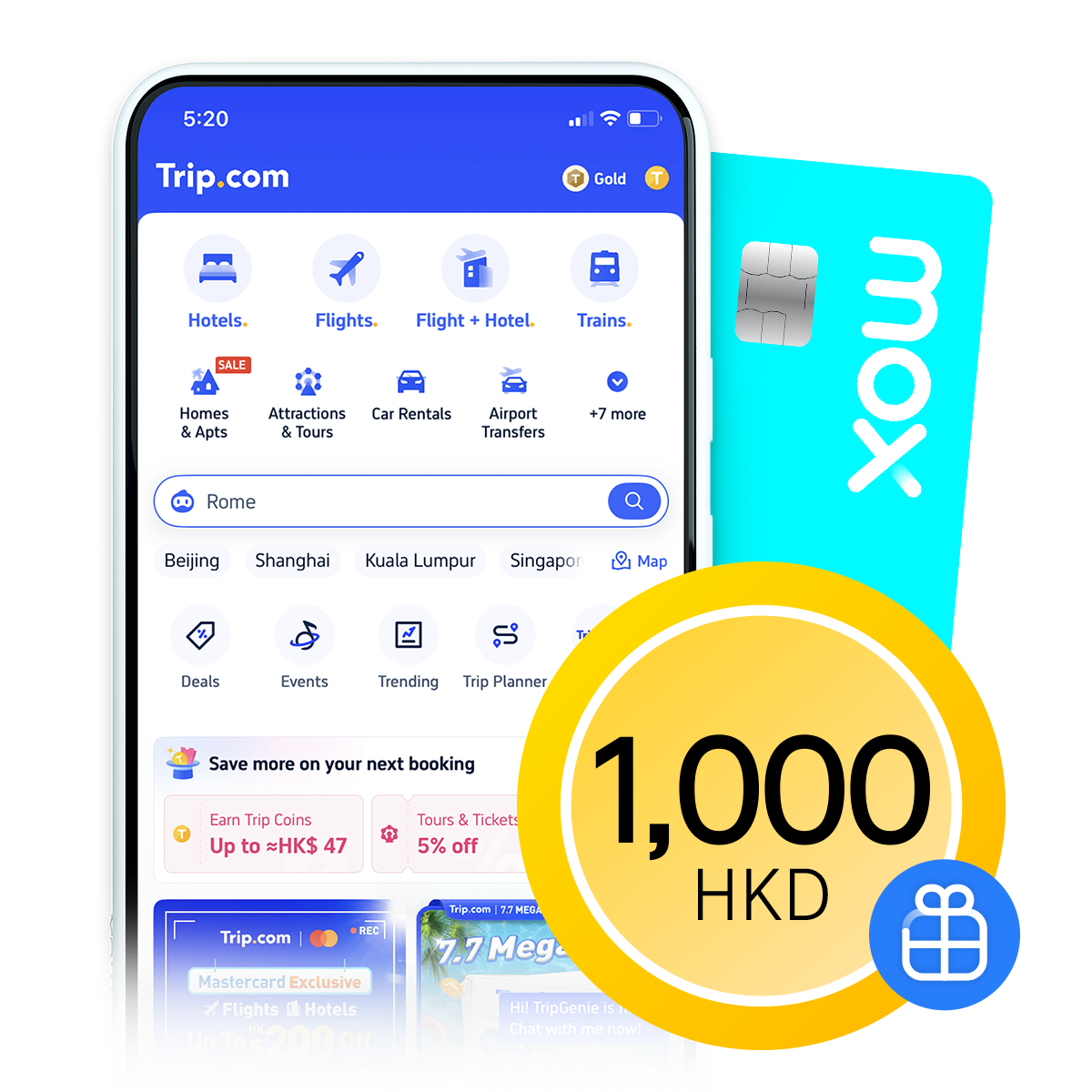 Welcome reward 2: Spend HKD1,000 on Trip.com, get HKD1,000 back!