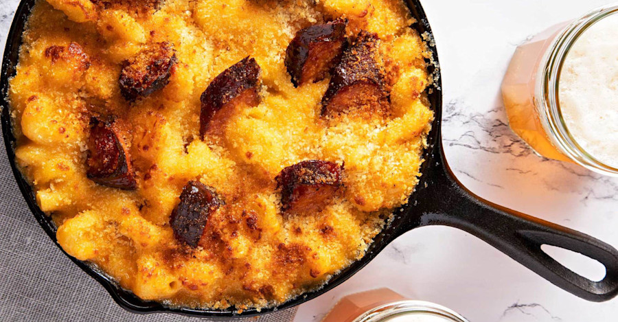 Cooking with Beer: Mac & Wayfinder Relapse IPA Cheese with Andouille Sausage Image