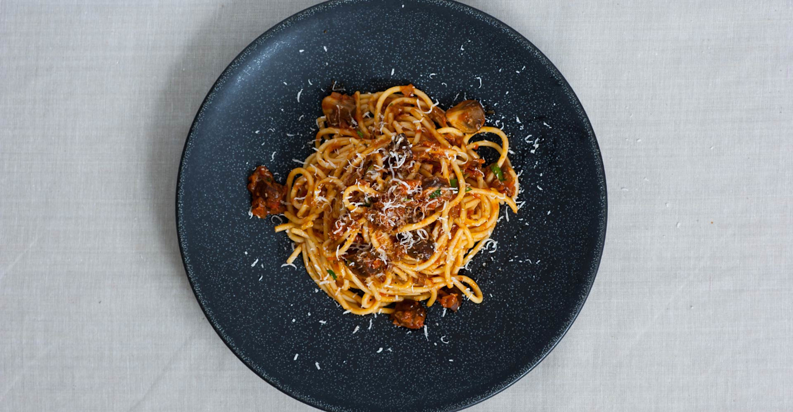 Spaghetti with Mushroom Bolognese Recipe Primary Image