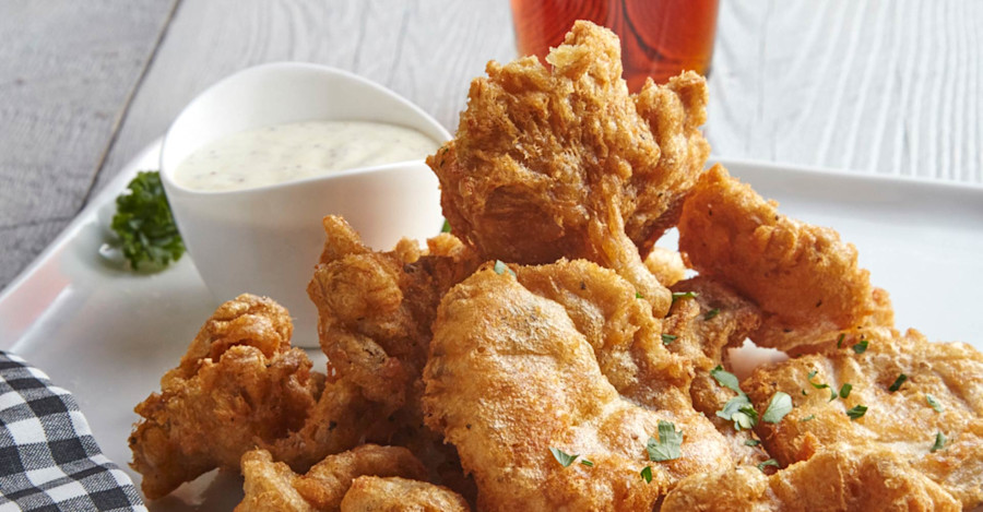 Beer-Battered Oyster Mushrooms with Creamy Whole-Grain Mustard Recipe Image