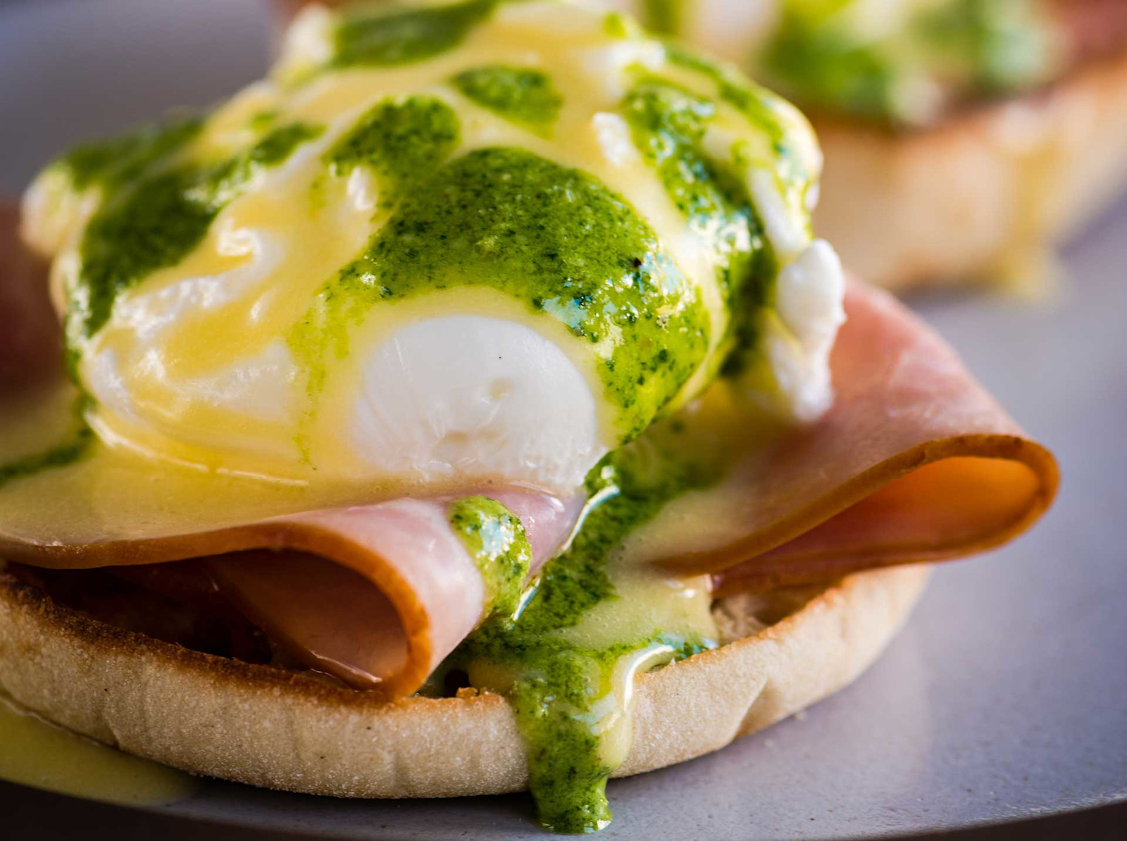 Cooking With Beer: Ale-Poached Eggs Benedict with Arugula Pesto Primary Image