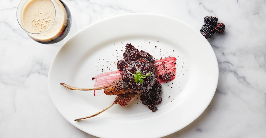 Espresso-Encrusted Lamb with Stout Blackberry Chutney Recipe Image