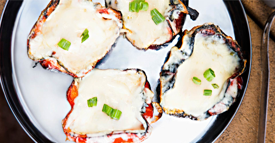 Grilled Pepper with Beer‑Poached Eggs Recipe Image