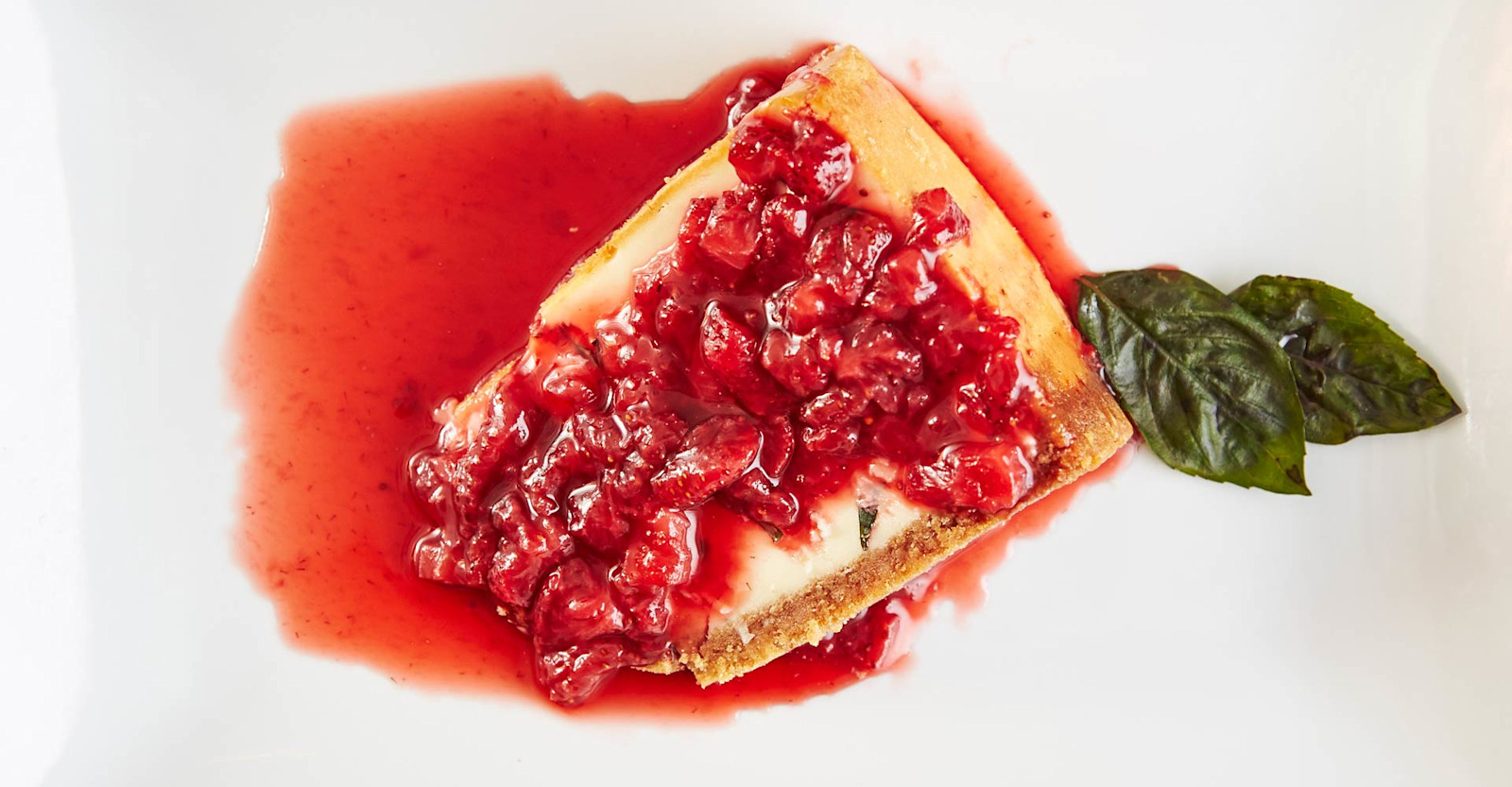 New York Basil-Beer Cheesecake with Strawberry Preserves Recipe Primary Image