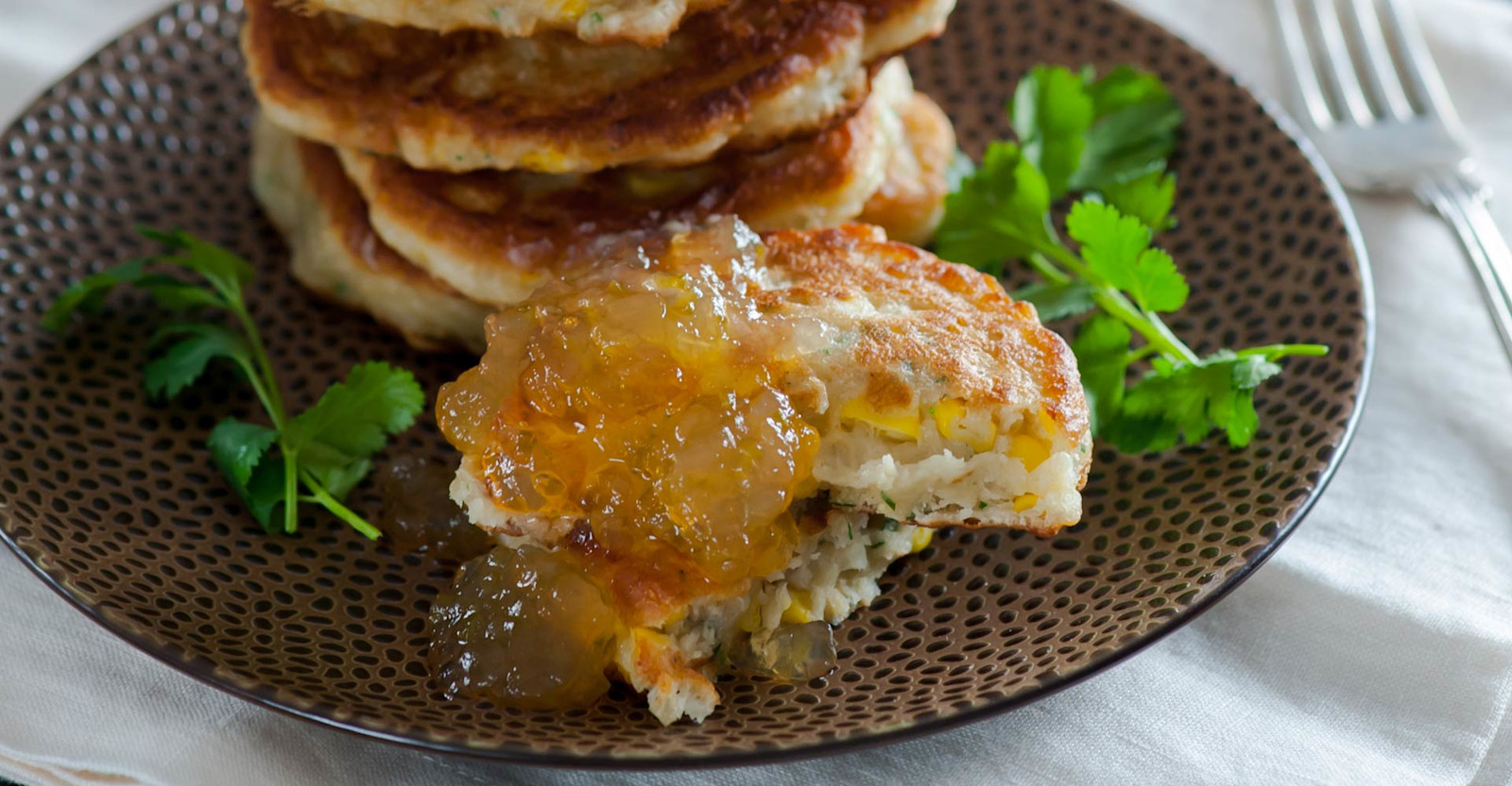 Sweet Corn Fritters with Jalapeño Jelly Recipe Primary Image