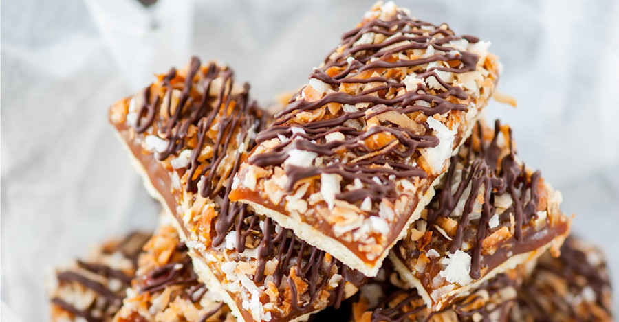 Porter Caramel Samoa-Style Bars Recipe Image