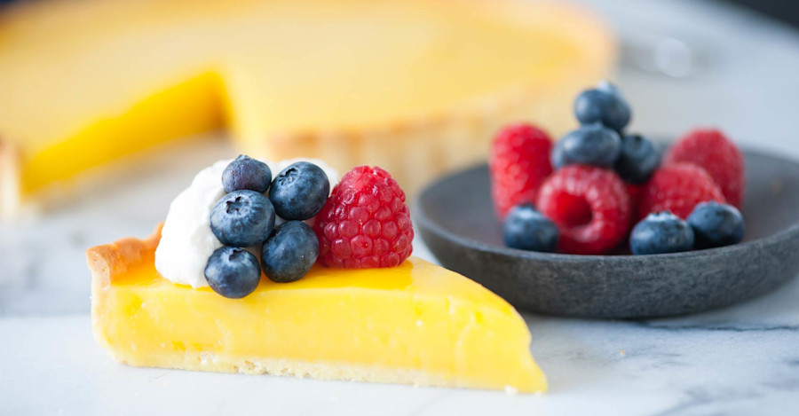 Blonde Ale Lemon Tart with Fresh Berries Recipe Image