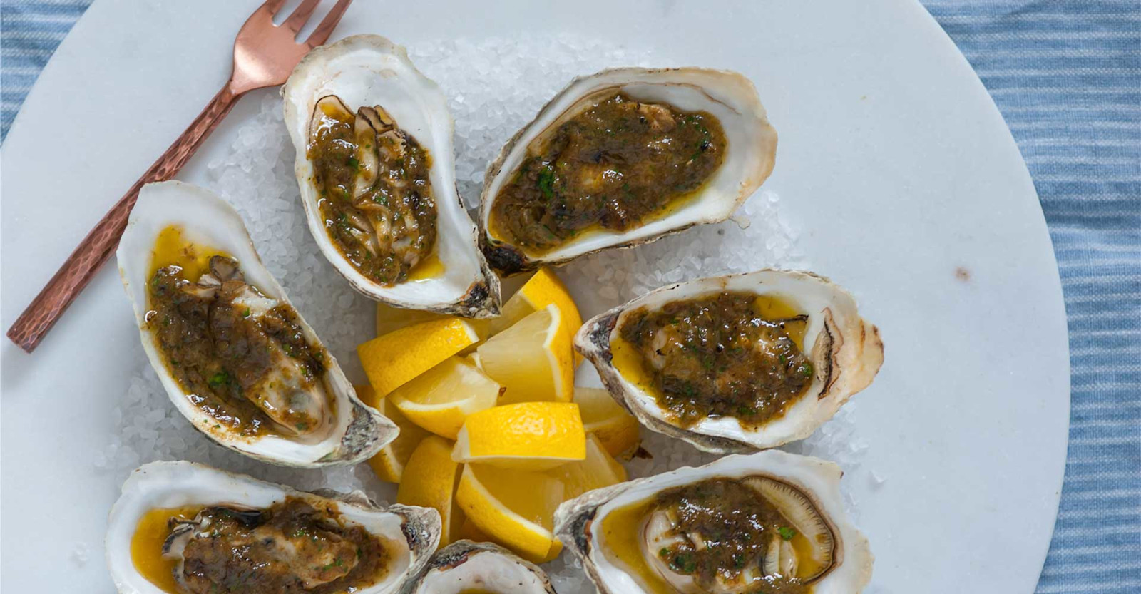 Grilled Oysters with Green Chile Butter Recipe Primary Image