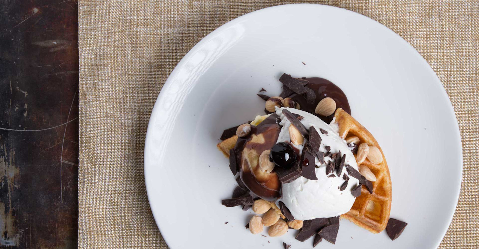 Waffle Sundae with Chocolate Double Bock Caramel Recipe Primary Image